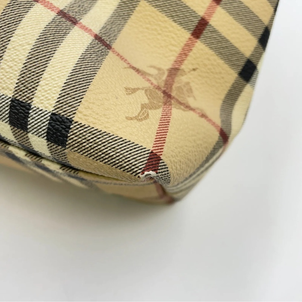 Auth Burberry Beige Nova Red Check Tote Bag Nylon and Burberry dust bag - Picture 8 of 17